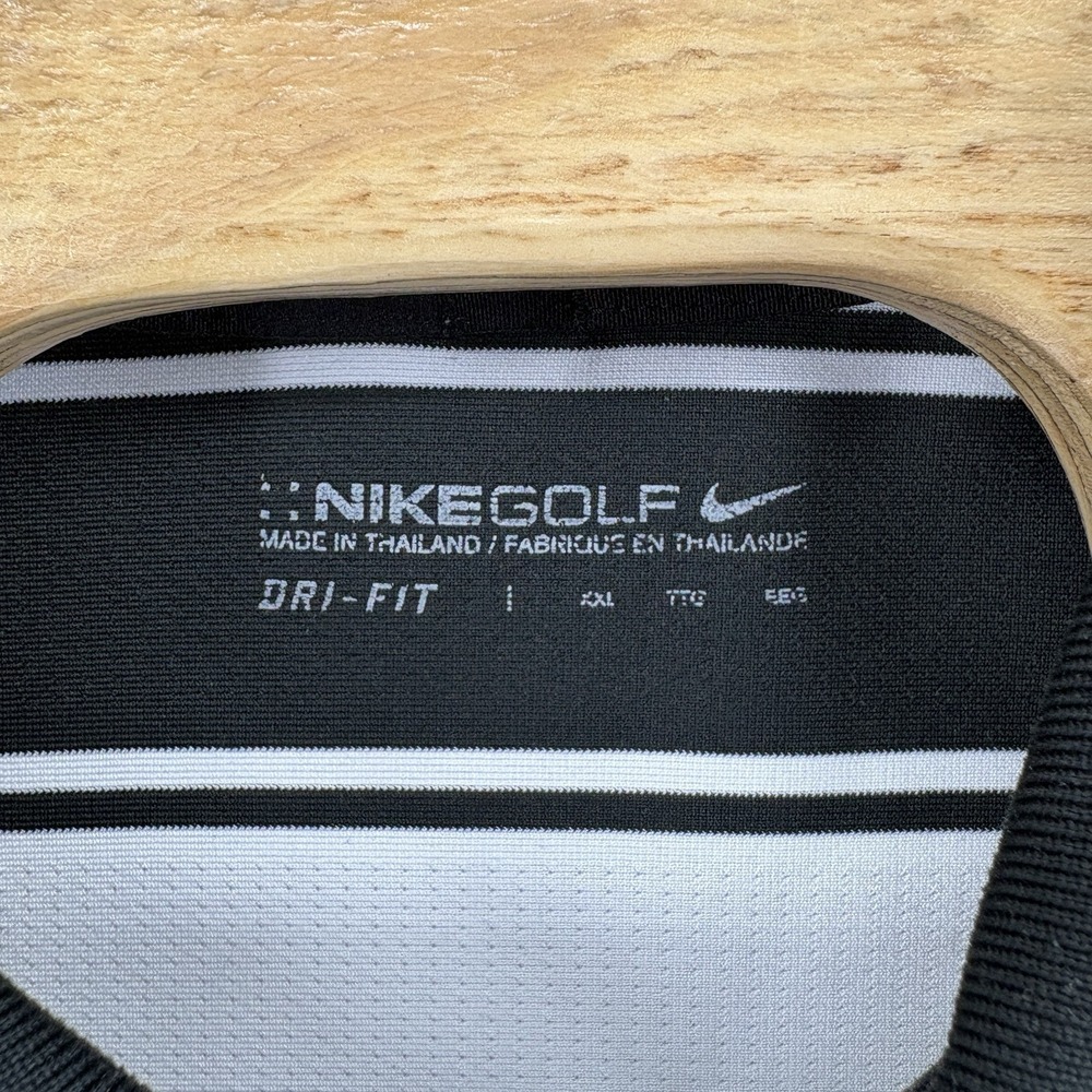 Nike Golf Tour Performance Dri-FIT Striped Polo Shirt Mens X Large Black White - Picture 3 of 11